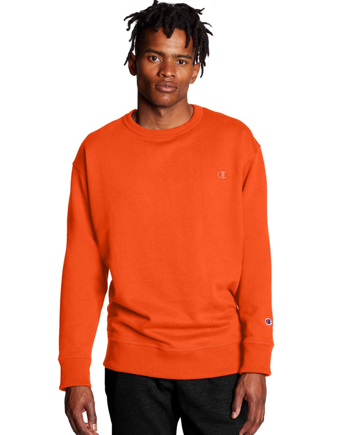 Champion Powerblend Fleece Crew C Logo Sweatshirt Heren - Oranje - Belgie 7284RPKFG